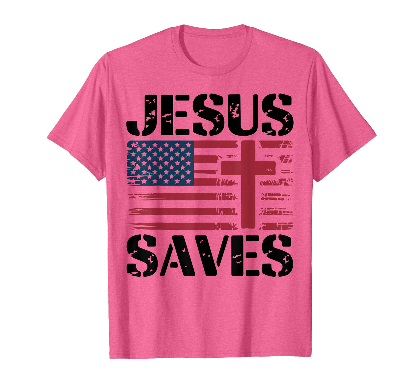 Jesus Saves Christian Patriotic Cross Faith American Flag T-Shirt