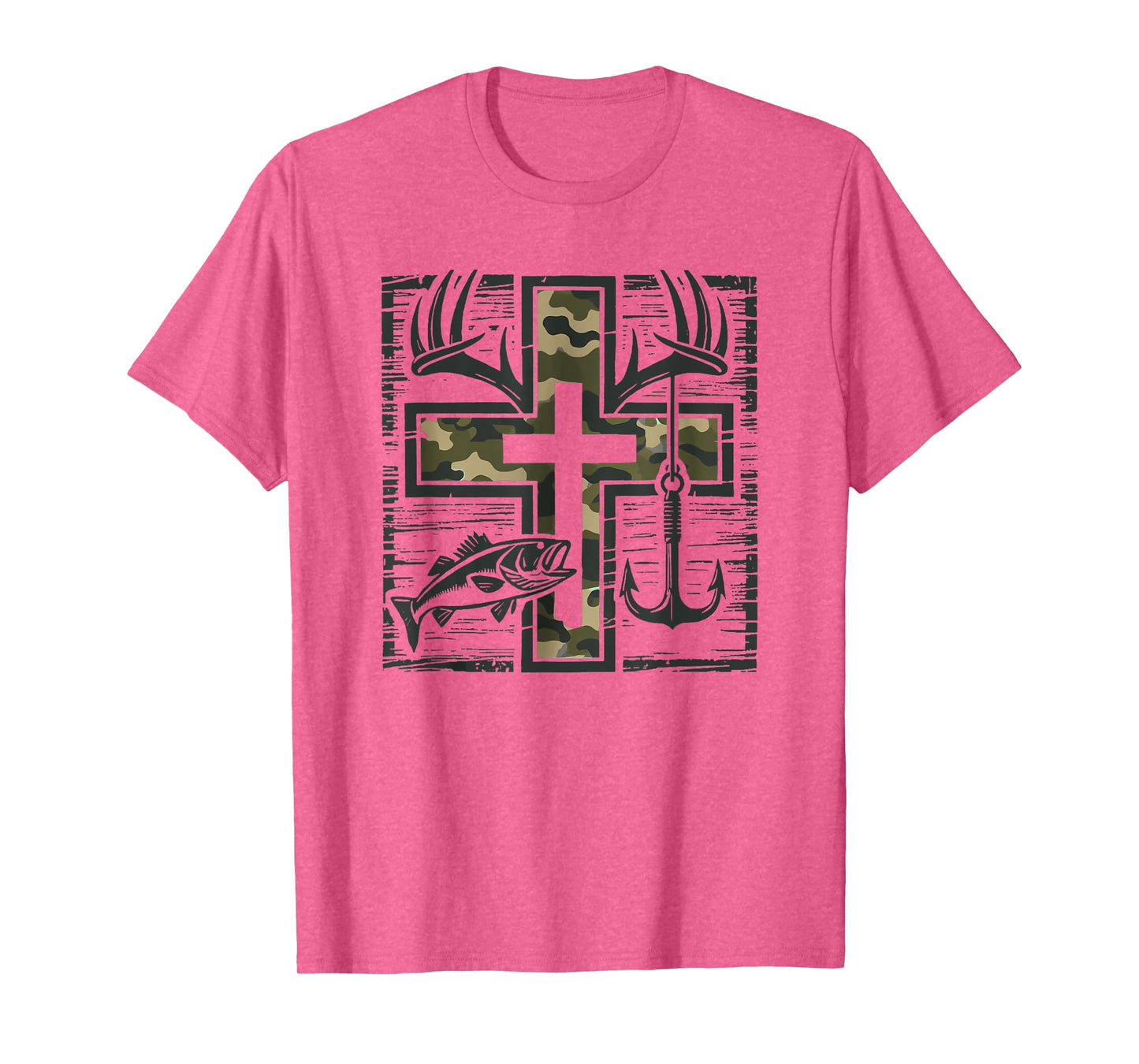 Jesus Camo Cross Shirt With Fish Christian Gift T-Shirt