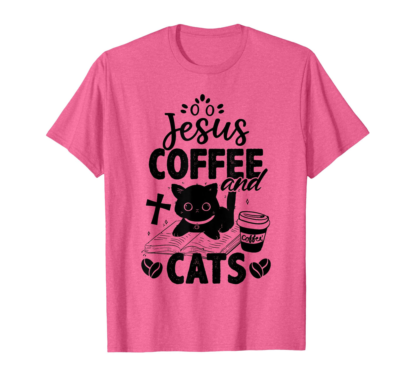 Jesus Coffee and Cats Cute Christian Cat Lover T-Shirt