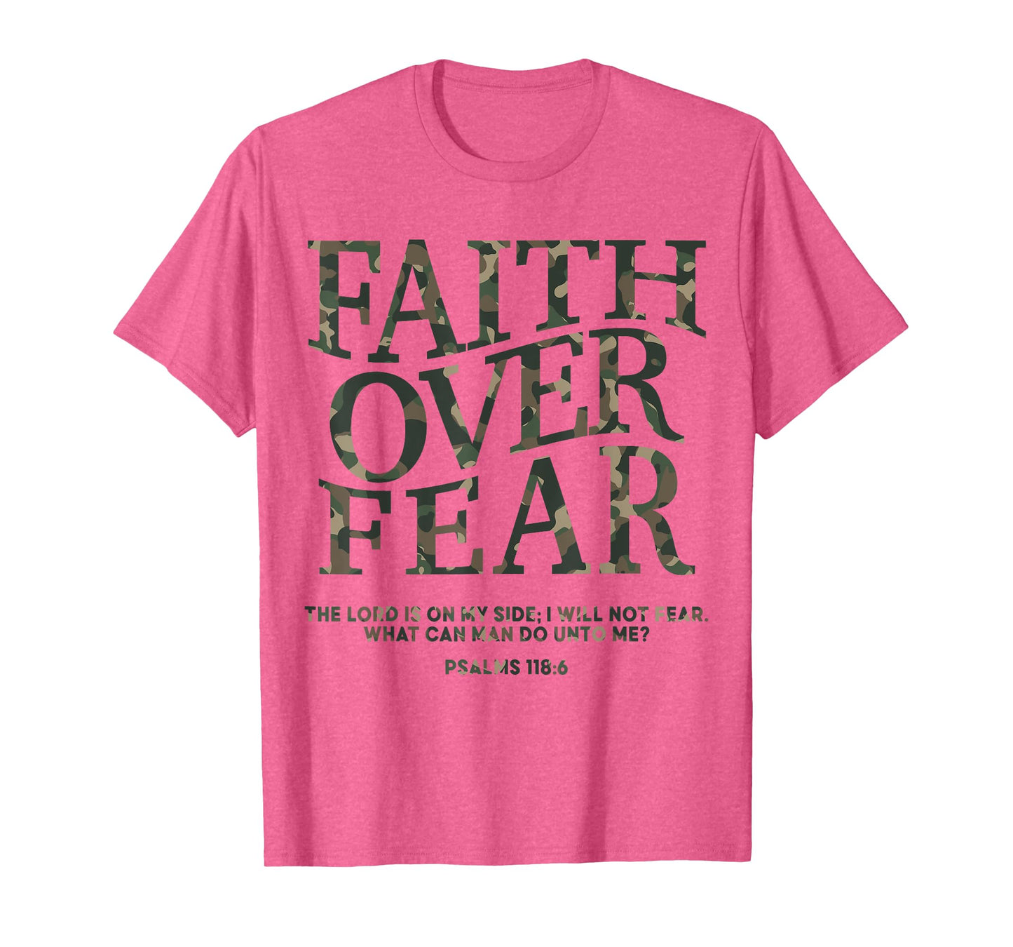 Camo Faith Over Fear Christian Jesus Youth God Son Brother T-Shirt