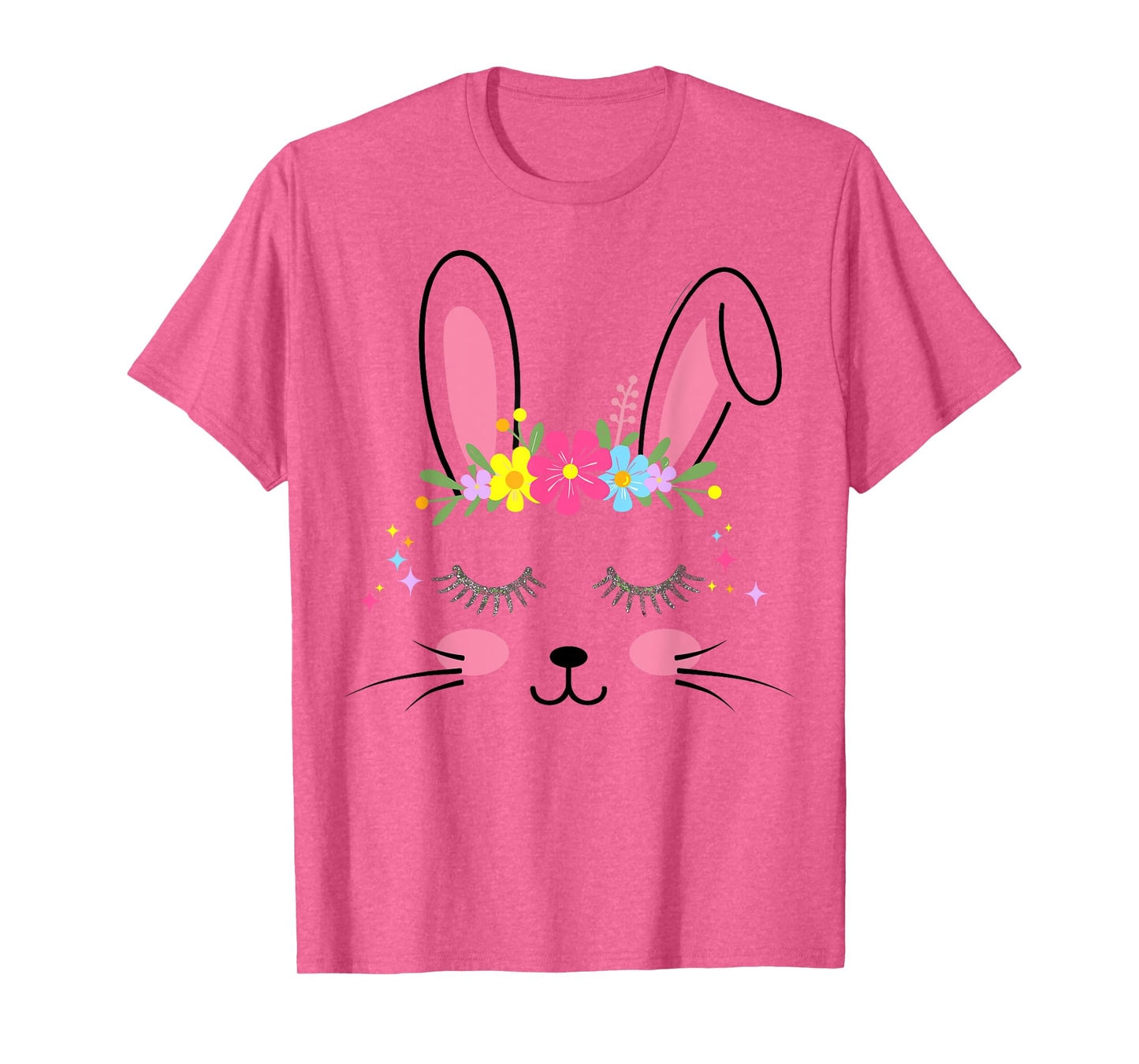 Cute bunny face flowers for easter girls women T-Shirt