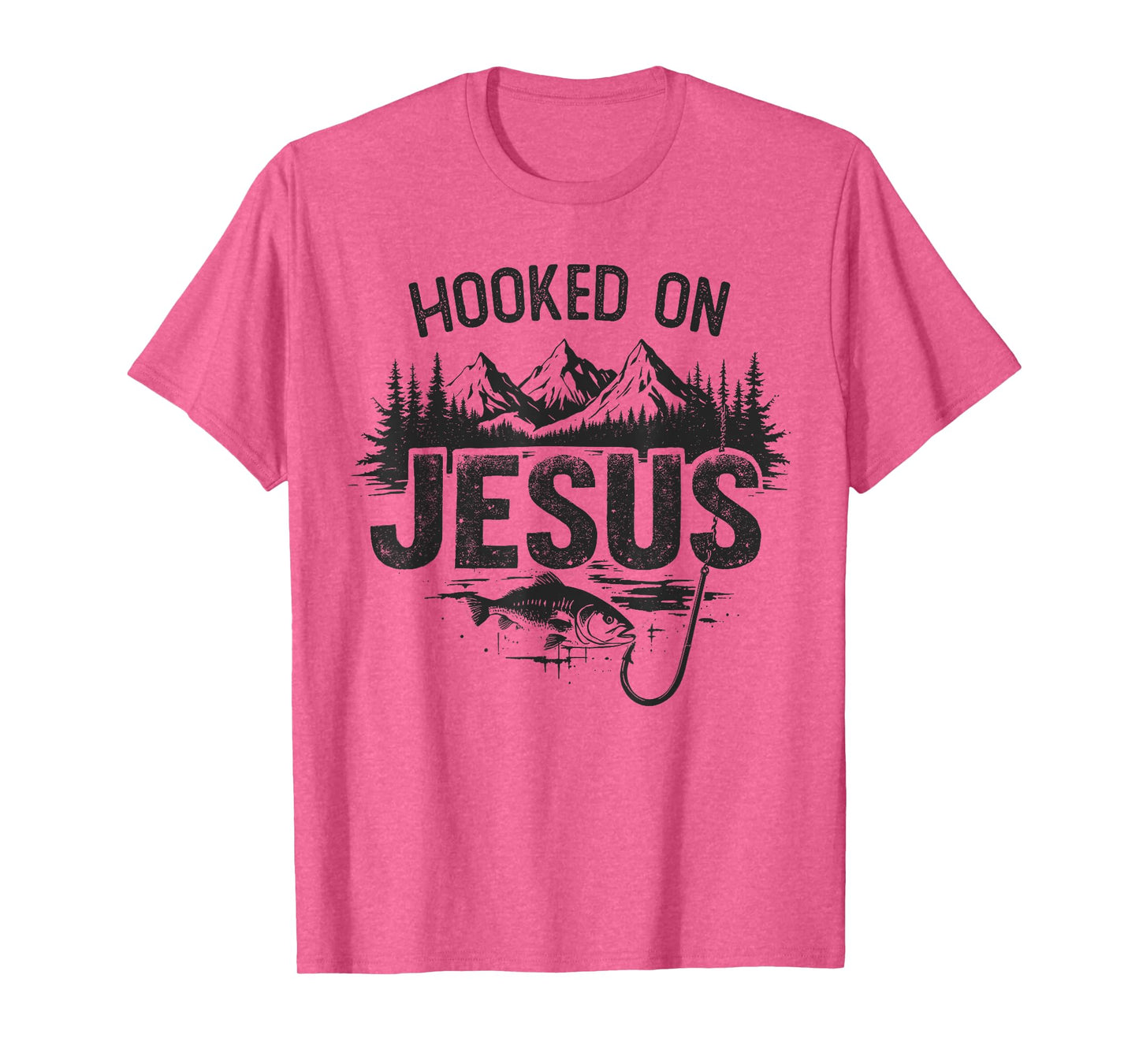Hooked On Jesus Fishing Christian Fisherman Religious T-Shirt