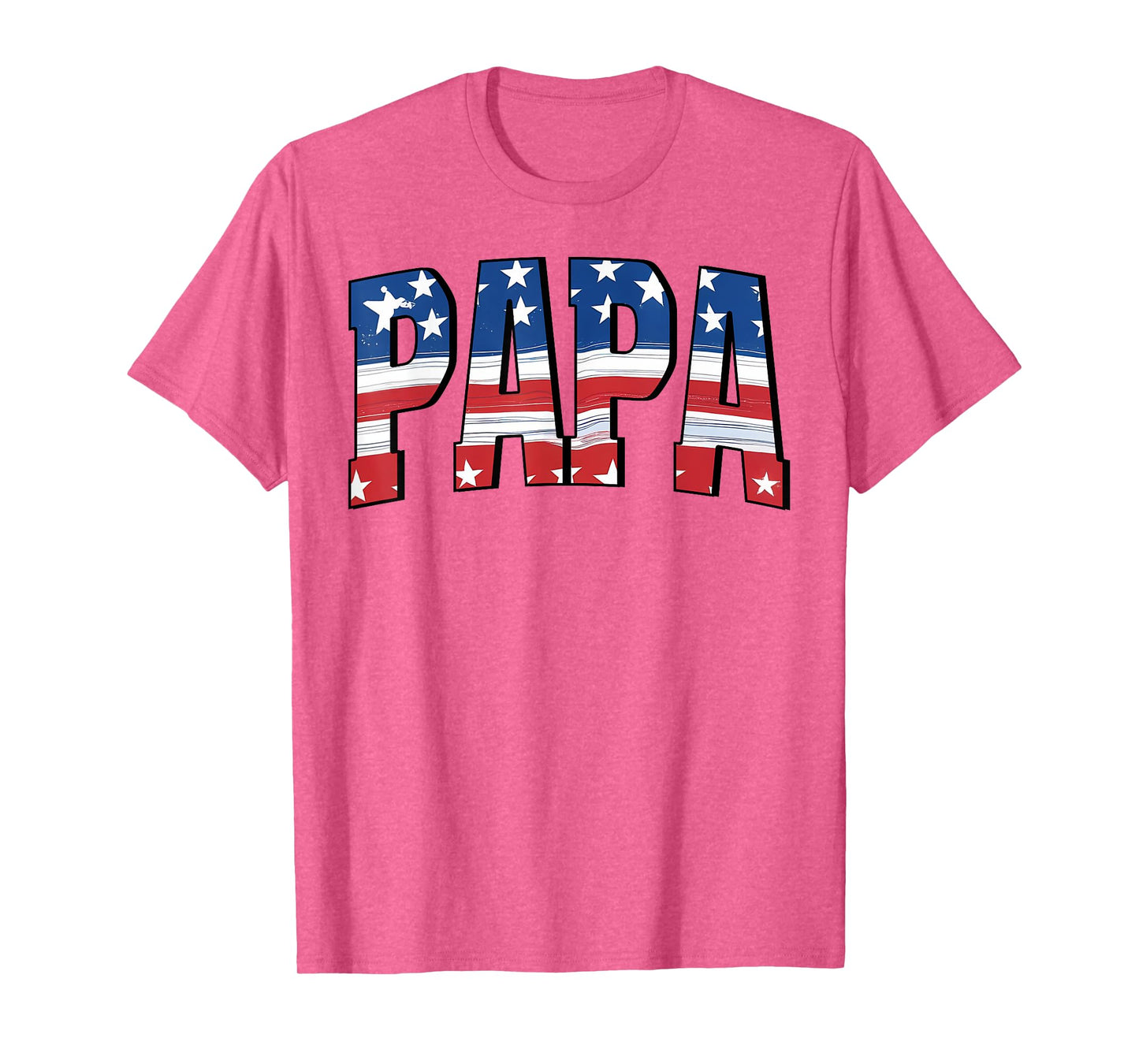 Papa Red White Blue American 4th Of July US Flag Matching T-Shirt