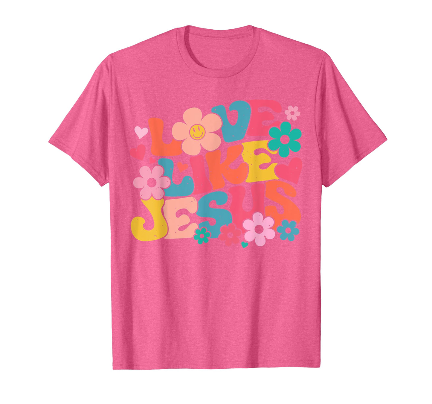 Love Like Jesus Christian Bible Verse Trendy Floral Heart T-Shirt