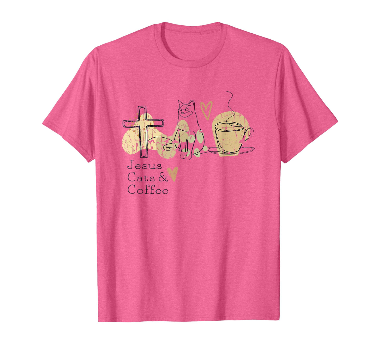 Jesus Cats And Coffee Minimalist Graphic Design T-Shirt