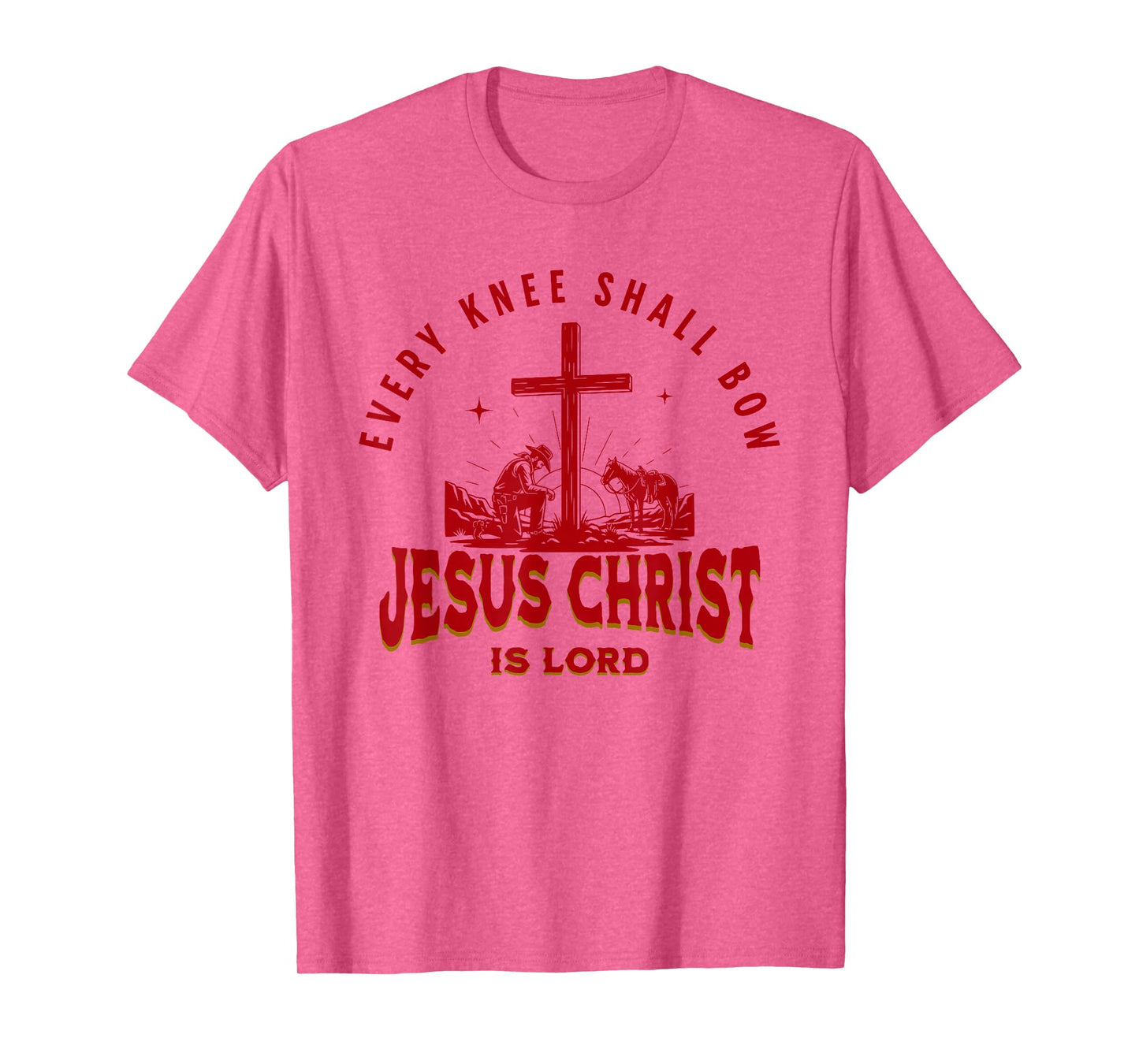 Cowboy Kneeling at Cross Western Jesus for Mens Faith T-Shirt