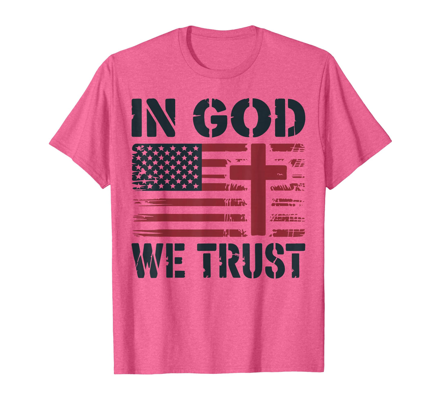 Mens in God We Trust American Flag Christian Patriotic Cross T-Shirt