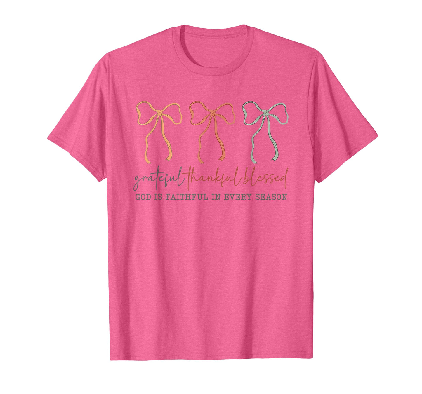Grateful Thankful Blessed God's Faithful Christian Faith Bow T-Shirt