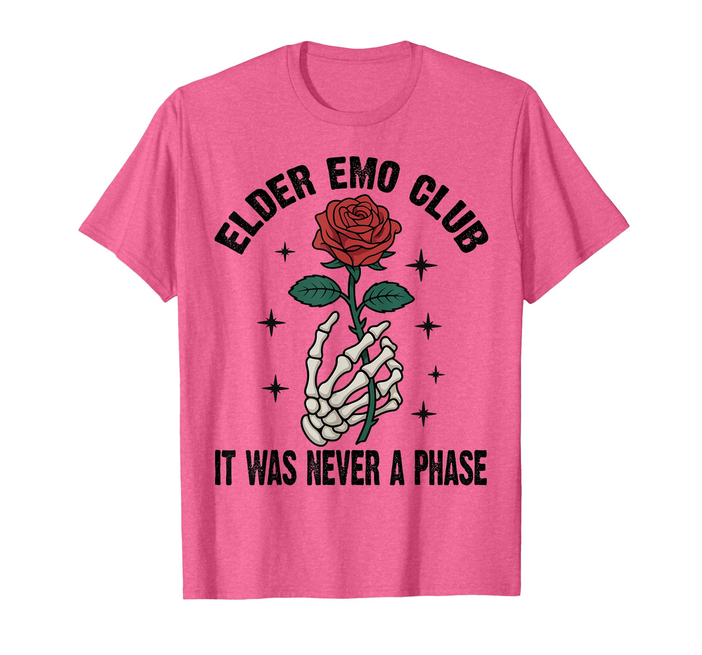 Elder Emo Club It was Never A Phase Skeleton Rose Gothic T-Shirt