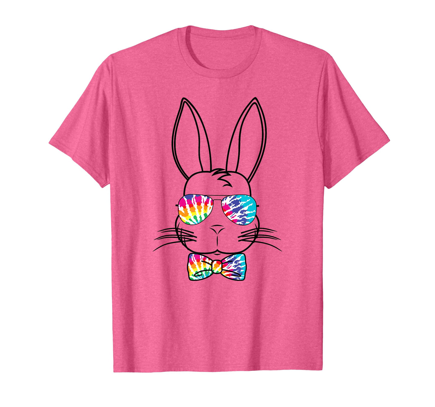Bunny Face With Tie Dye Sunglasses & Bow Tie Easter Rabbit T-Shirt