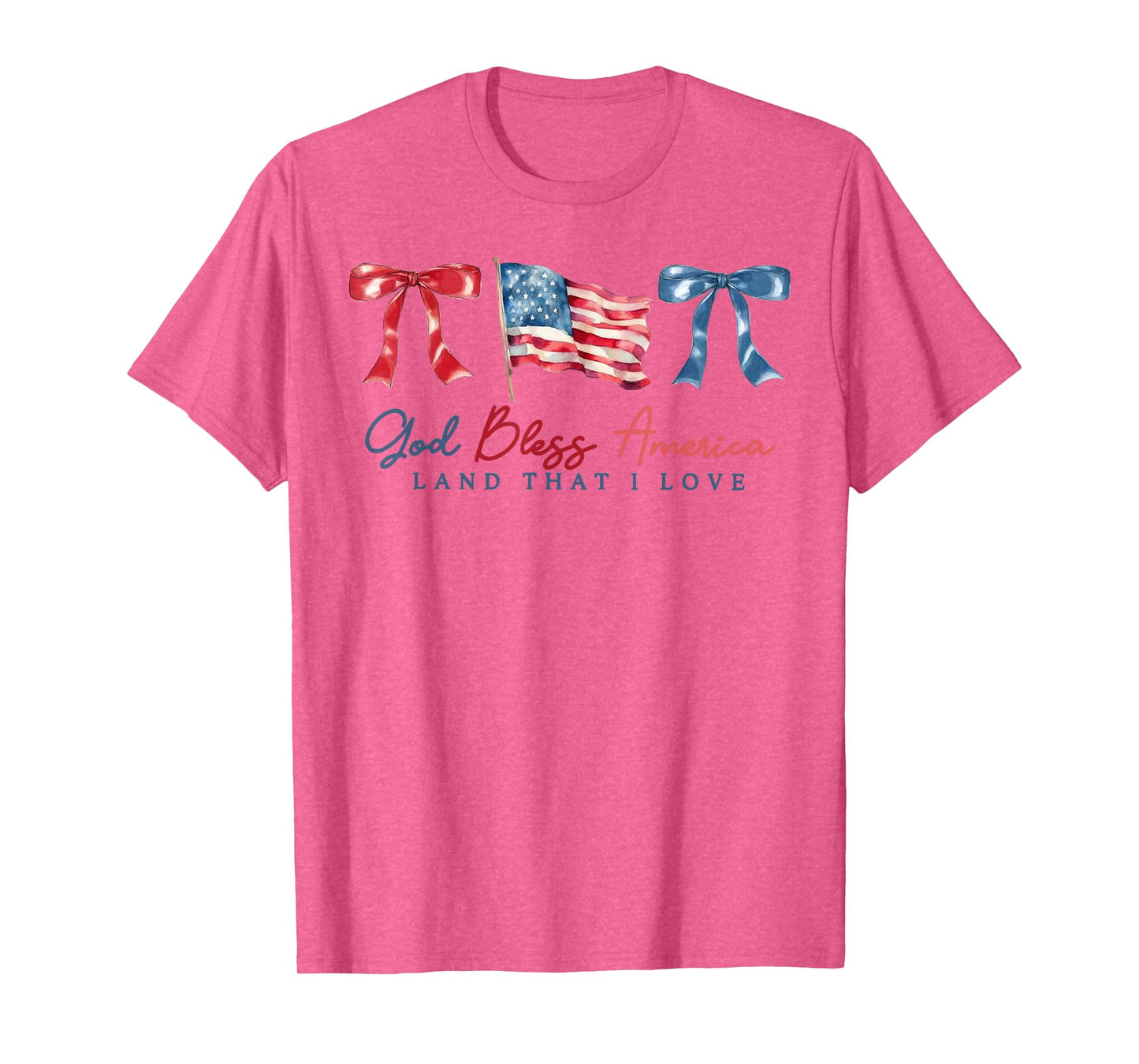God Bless America Christian Coquette Bow 4th Of July Women T-Shirt