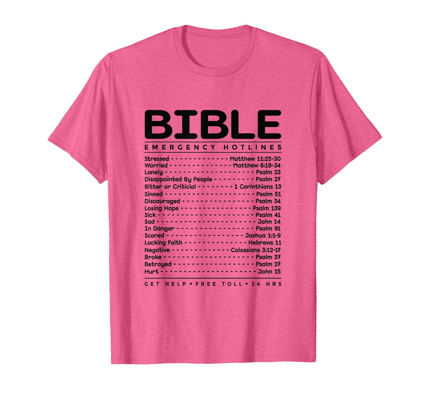 Bible Emergency Hotline Numbers Bible Verse Scripture Gift T-Shirt