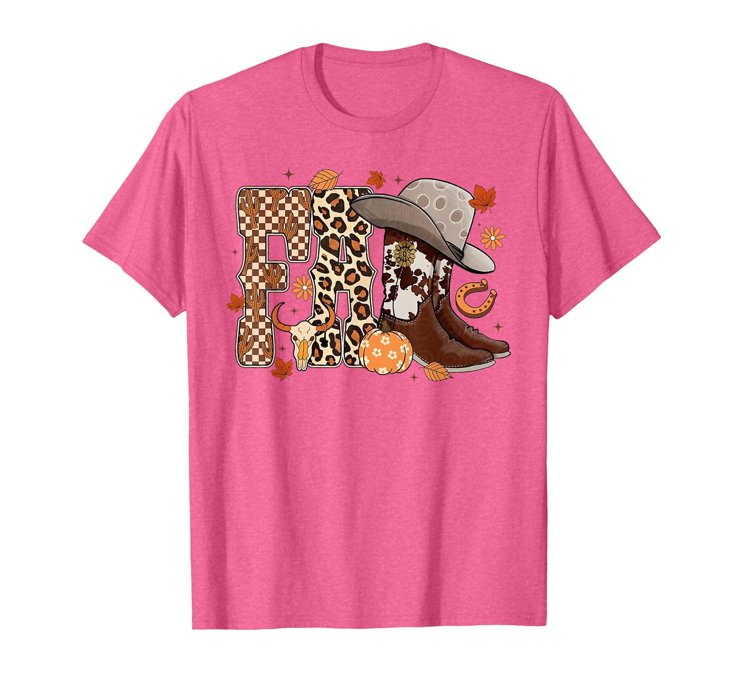 Howdy Western Boots Cowgirl Cowboy Checkered Fall Pumpkin T-Shirt