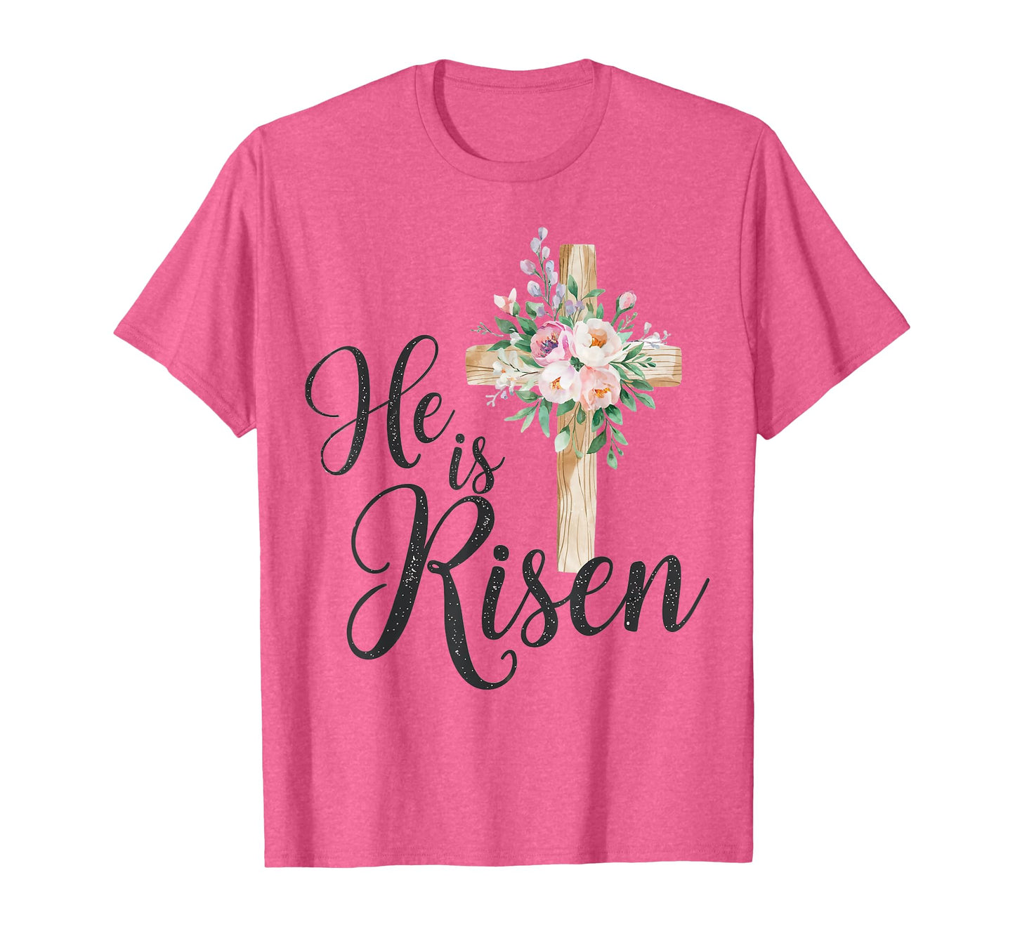 He is risen floral cross for christian easter girls women T-Shirt