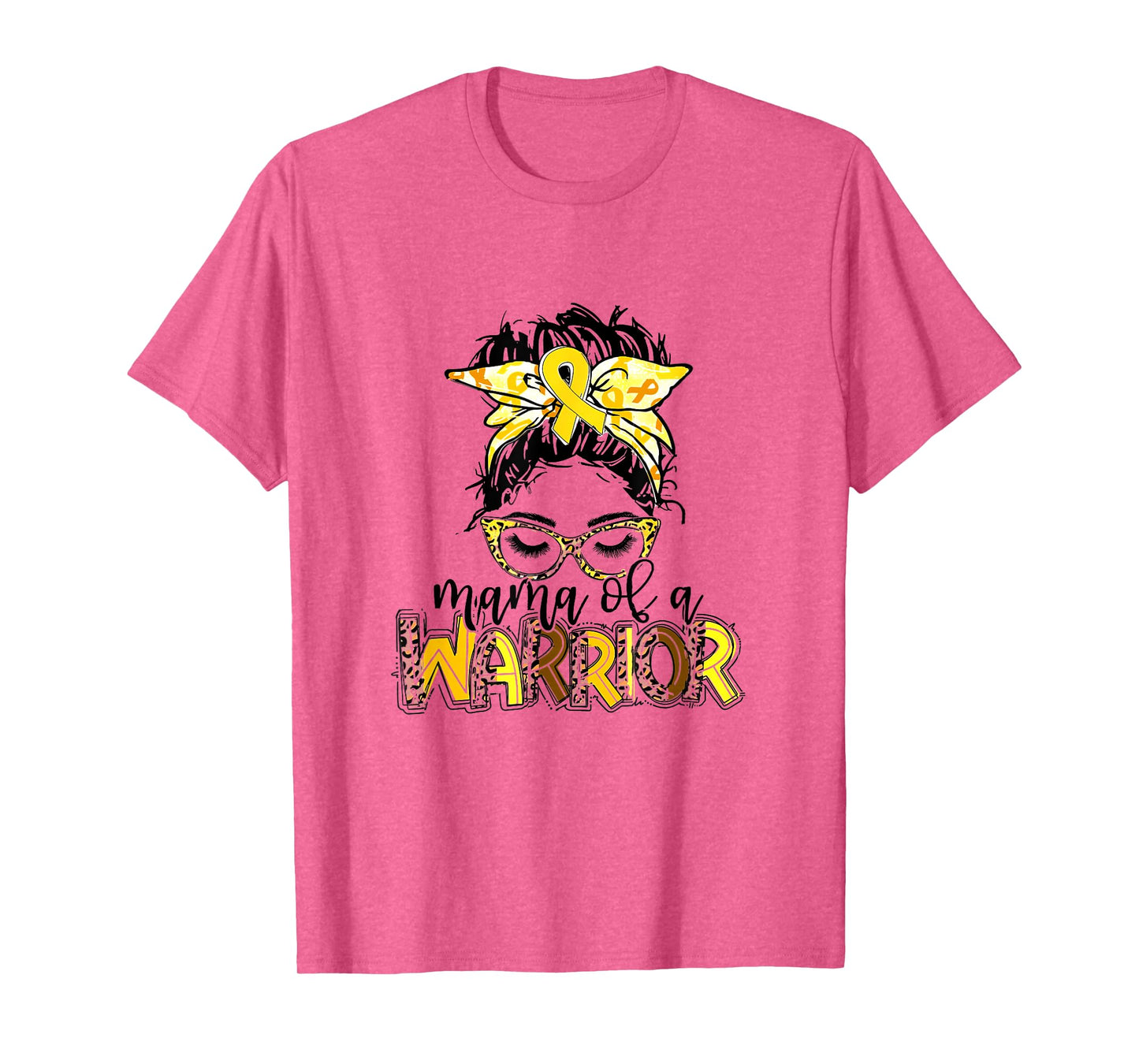 Mama of Warrior Childhood Cancer Ribbon Mom Saying Quote T-Shirt