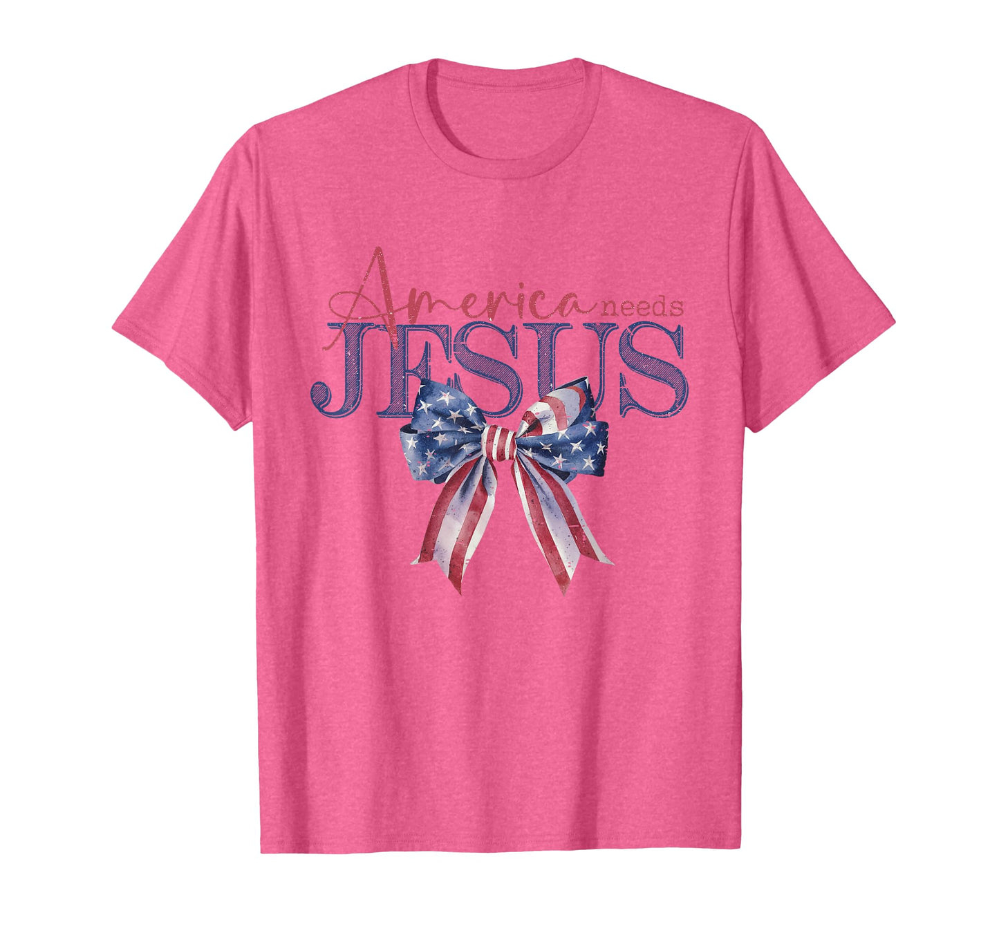 Coquette Bow America Needs Jesus Funny Christian 4th Of July T-Shirt