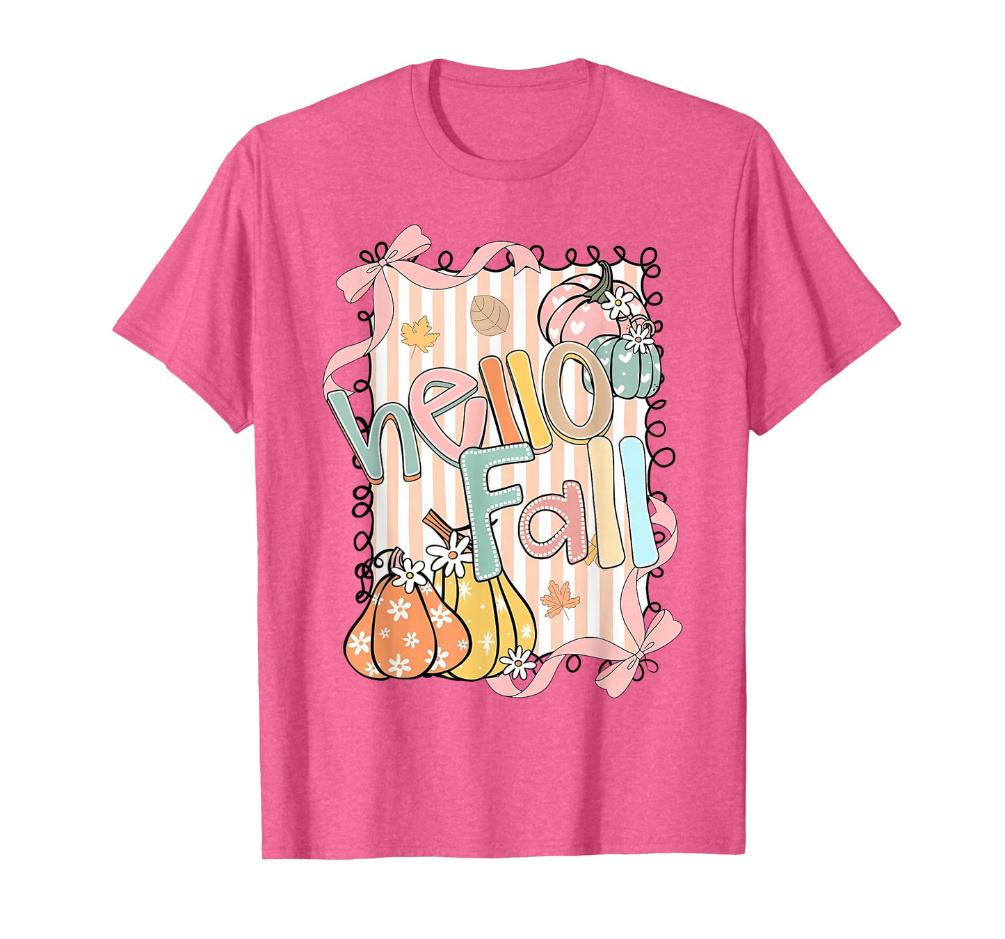 Hello Fall Thanksgiving Coquette Boho Floral Fall Vibes T-Shirt