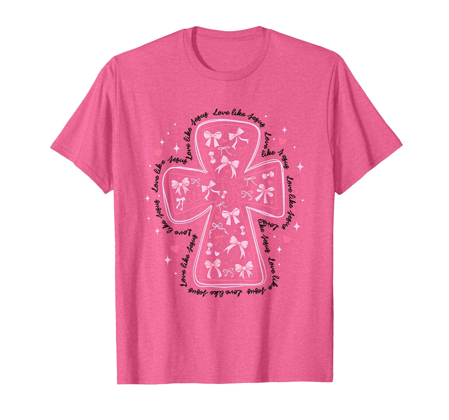 Love Like Jesus Coquette Heart Cross Christian Valentine T-Shirt
