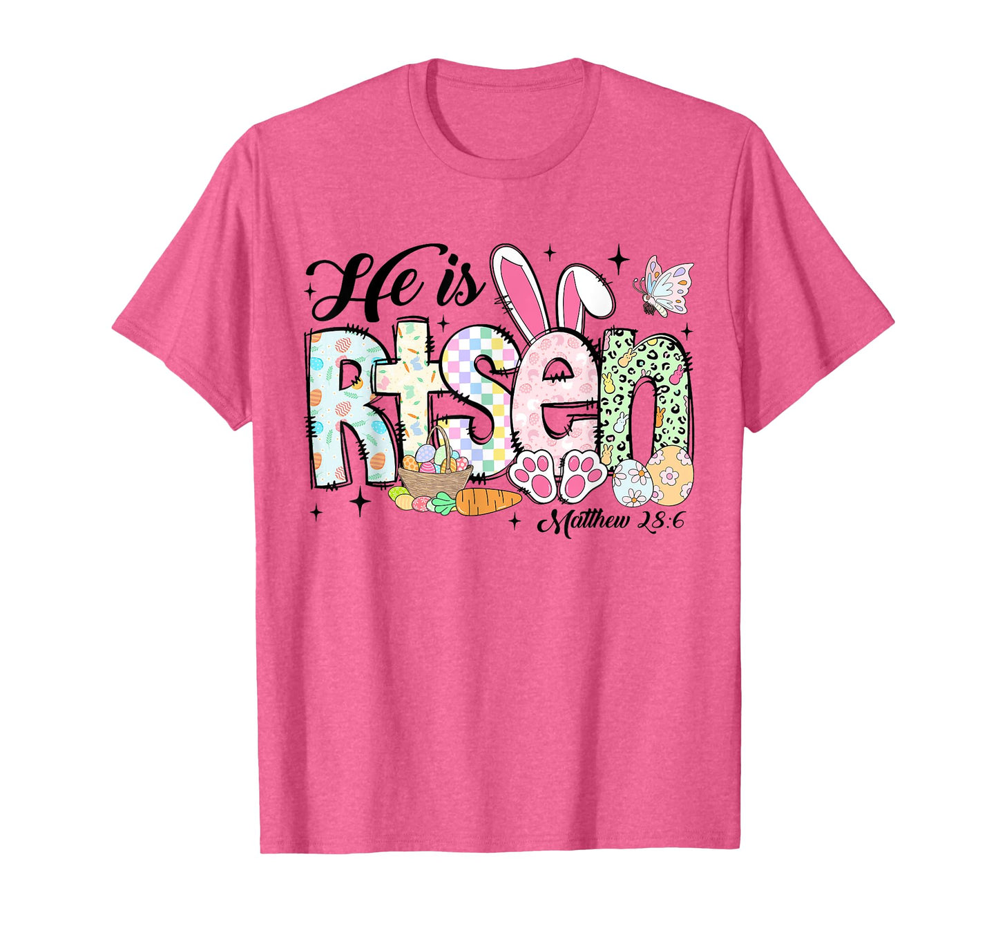 He is Risen Jesus Christian Happy Easter Kids Women Girls T-Shirt
