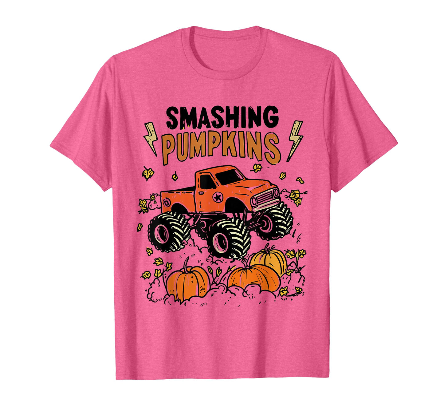 Retro Funny Monster Truck Smashing Pumpkin Boys Halloween T-Shirt
