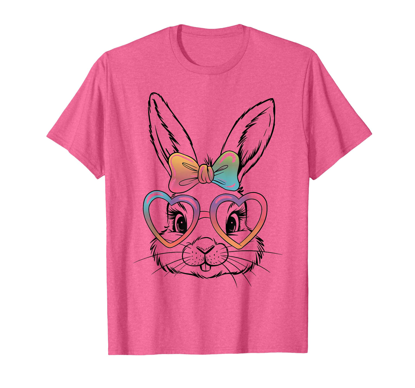 Cute Bunny Rabbit Face Tie Dye Glasses Girl Happy Easter Day T-Shirt