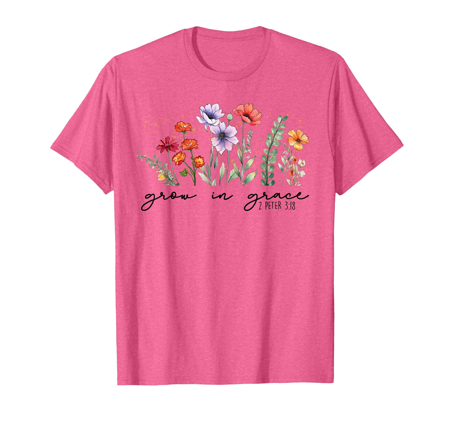 Cute Wildflower Grow In Grace Religious Faith Christ T-Shirt