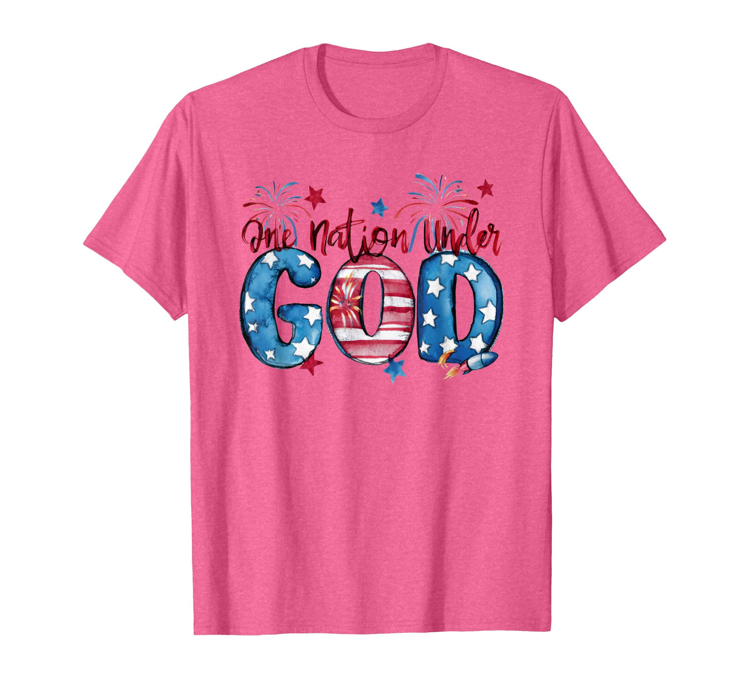 One Nation Under God, American, Happy Christian Woman T-Shirt