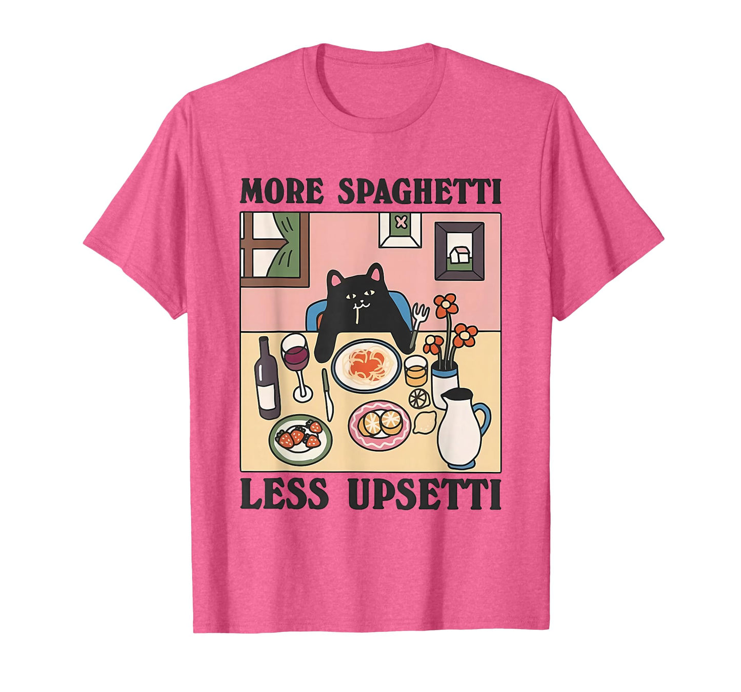 More Spaghetti Less Upsetti Funny Cat Eating Spaghetti T-Shirt