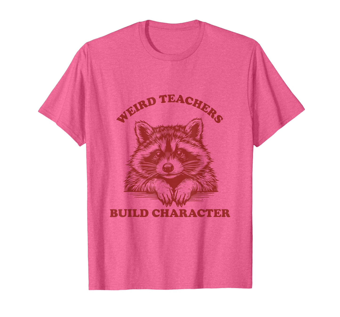 Weird Teachers Build Character Funny Teacher Raccoon T-Shirt