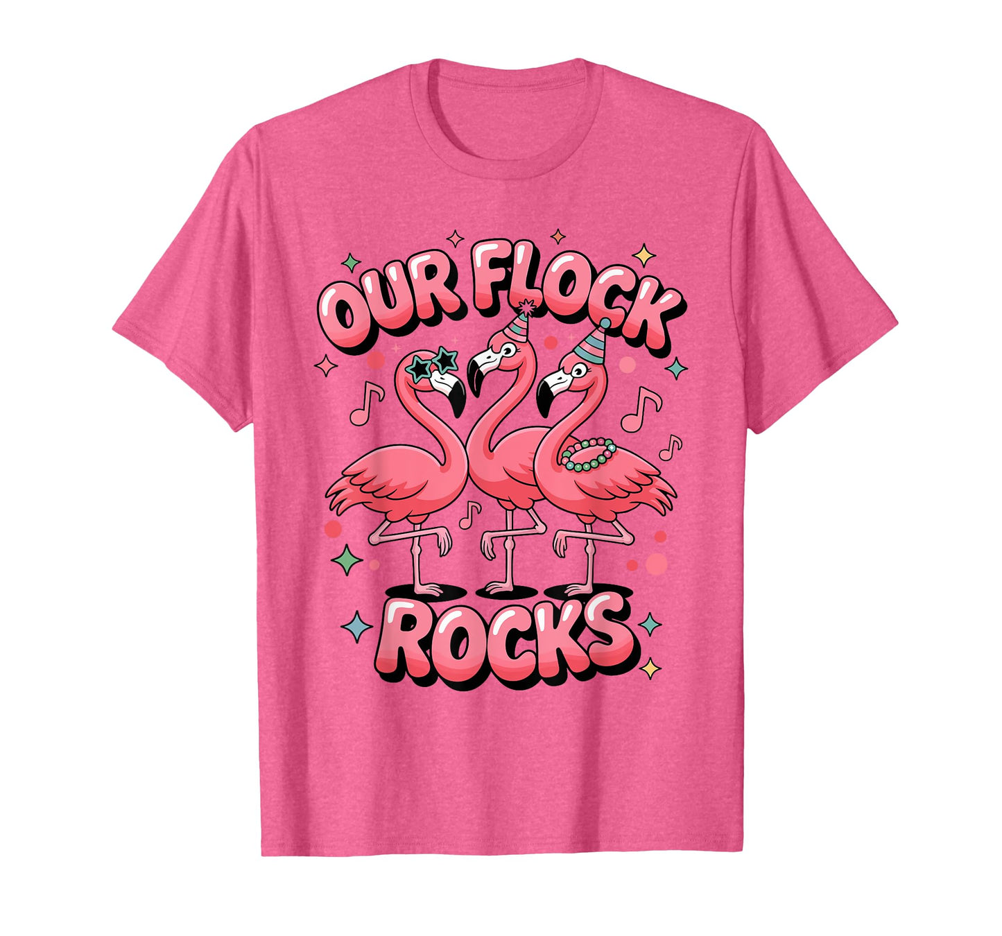 Our Flock Rocks Flamingo Matching Family Vacation Summer T-Shirt