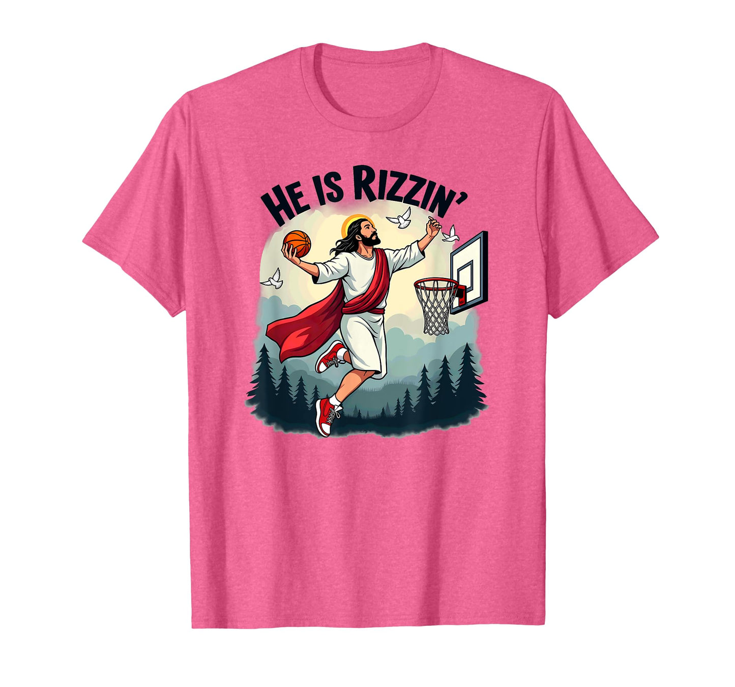 He Is Rizzin Easter Jesus Playing Basketball Hoop T-Shirt
