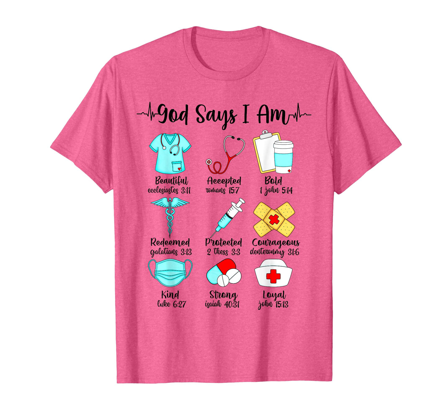 God Says I Am Nurse, Christian Nursing, RN LVN CNA Nurse Tee T-Shirt