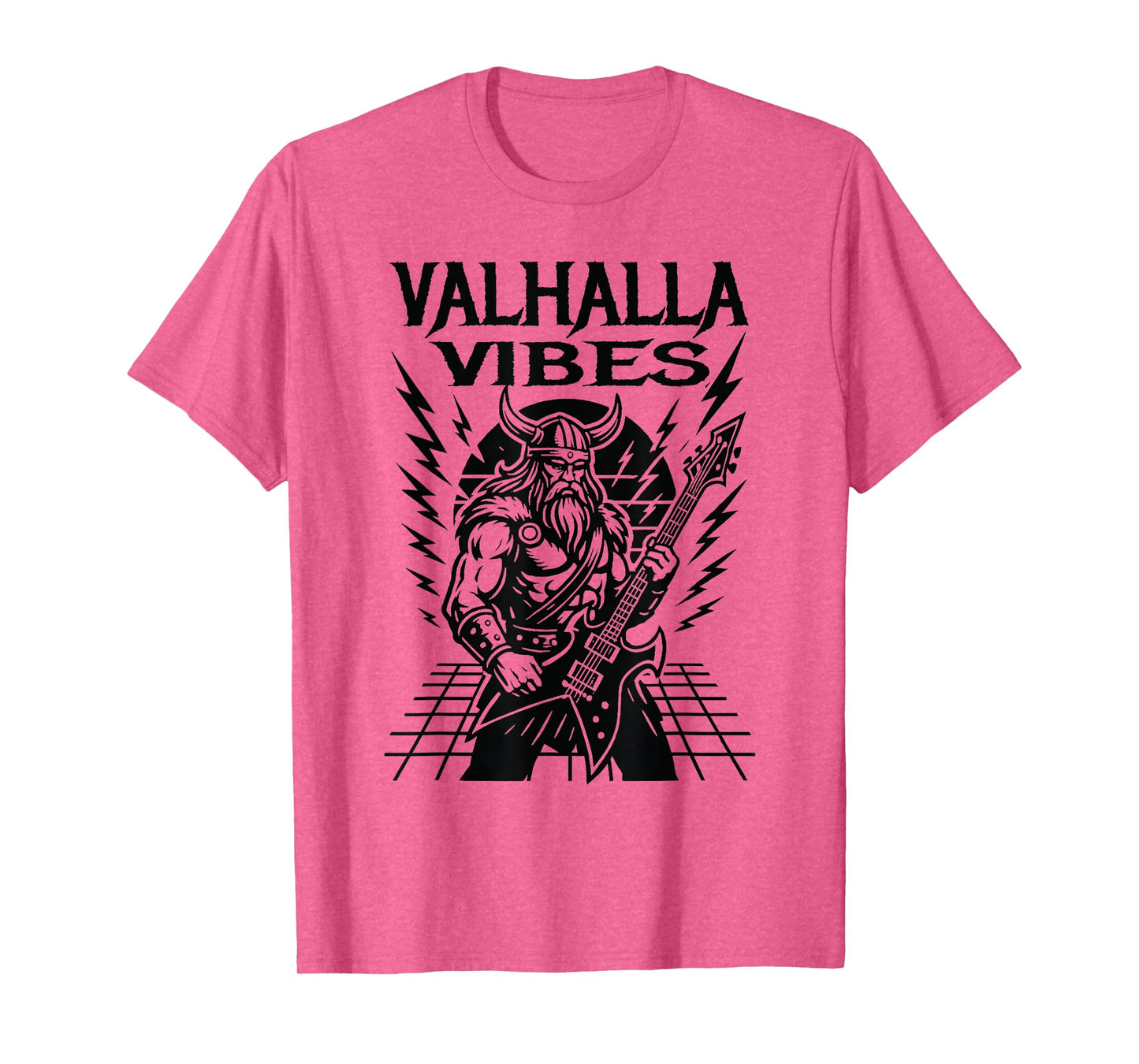 Valhalla Vibes Viking Metal Guitarist Norse Mythology Rock T-Shirt