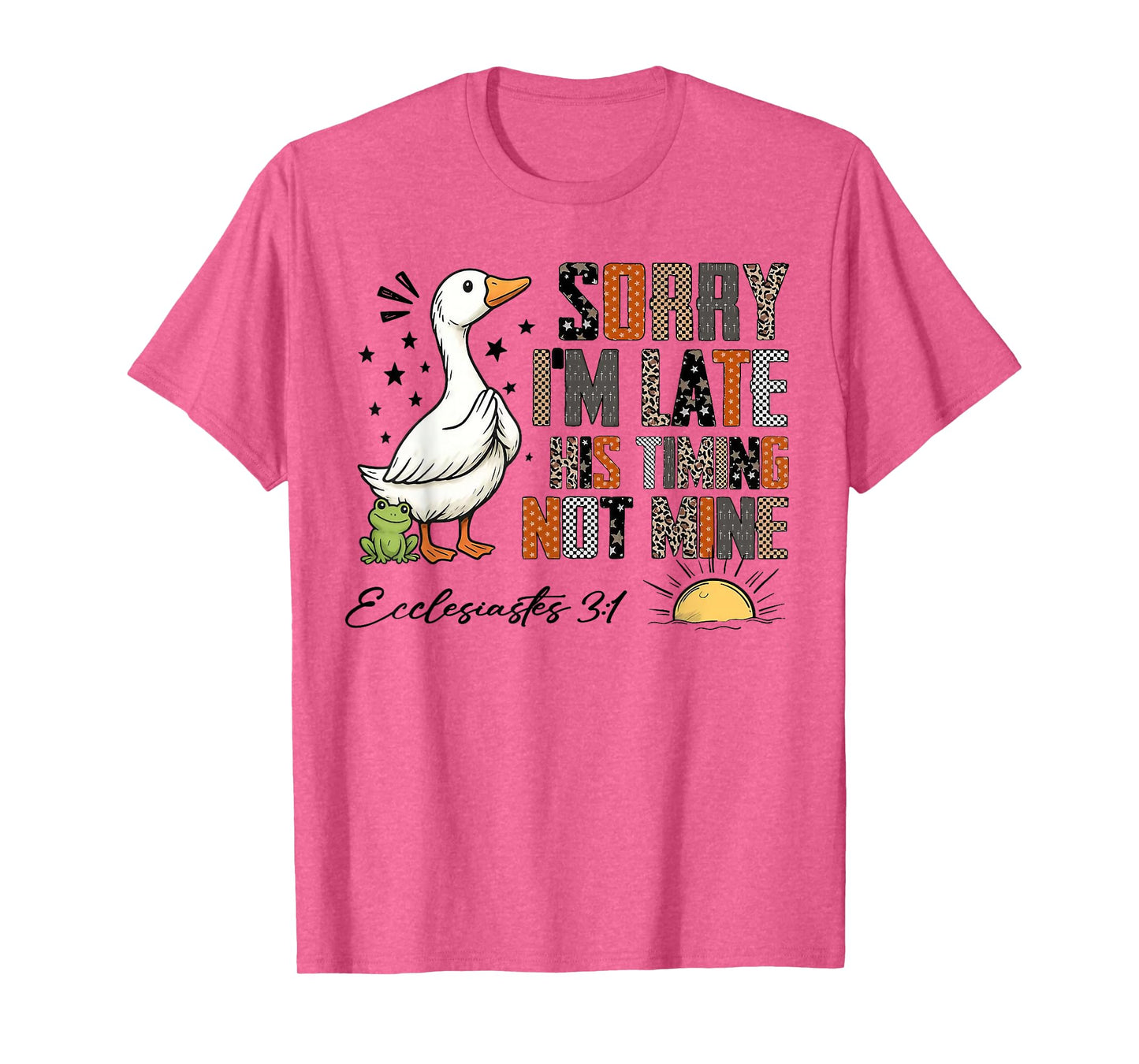 Sorry I’m Late His Timing Not Mine Ecclesiastes 3:1 Goose T-Shirt