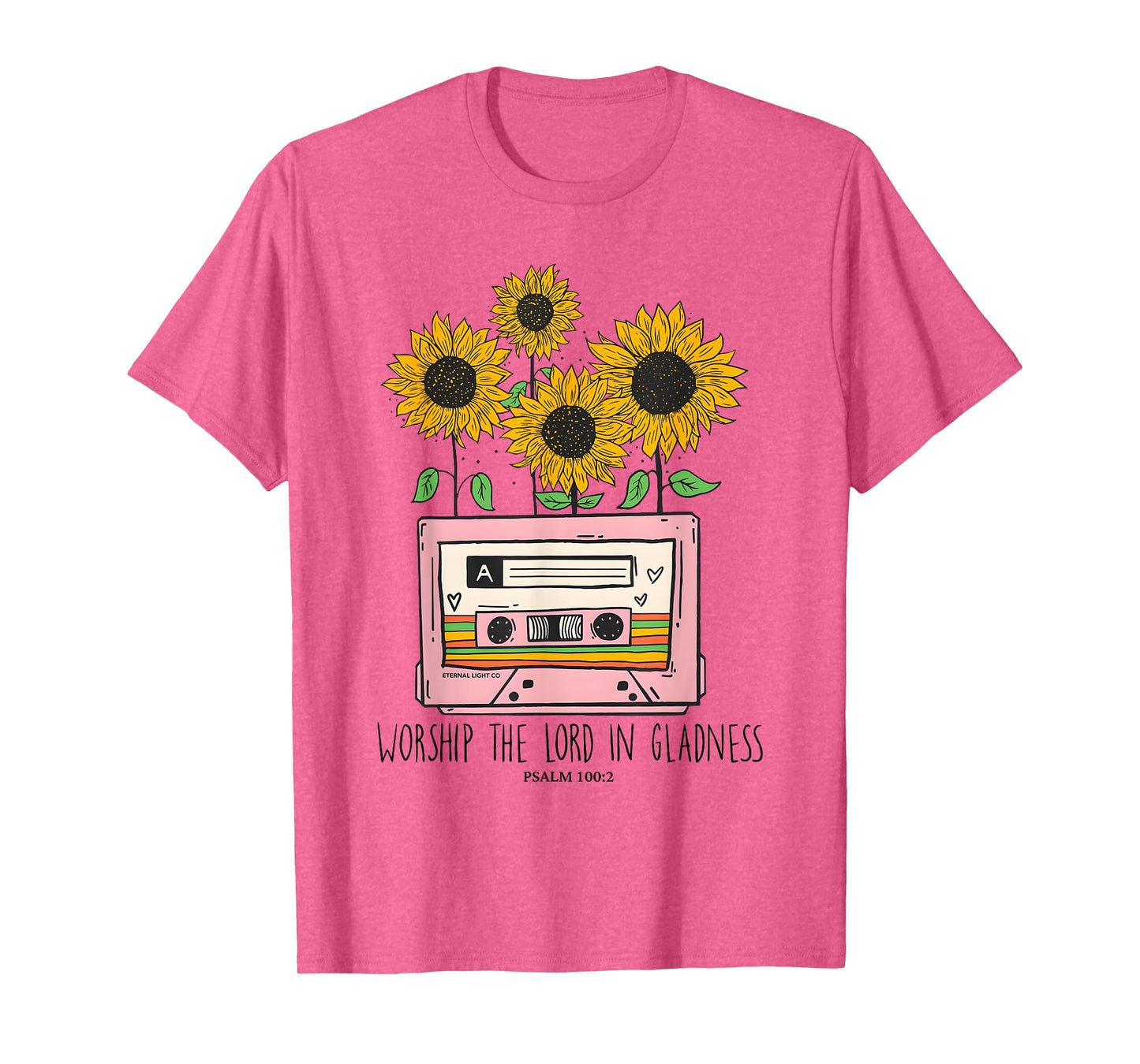 Worship The Lord in Gladness Psalm 100:2 Sunflower Christian T-Shirt