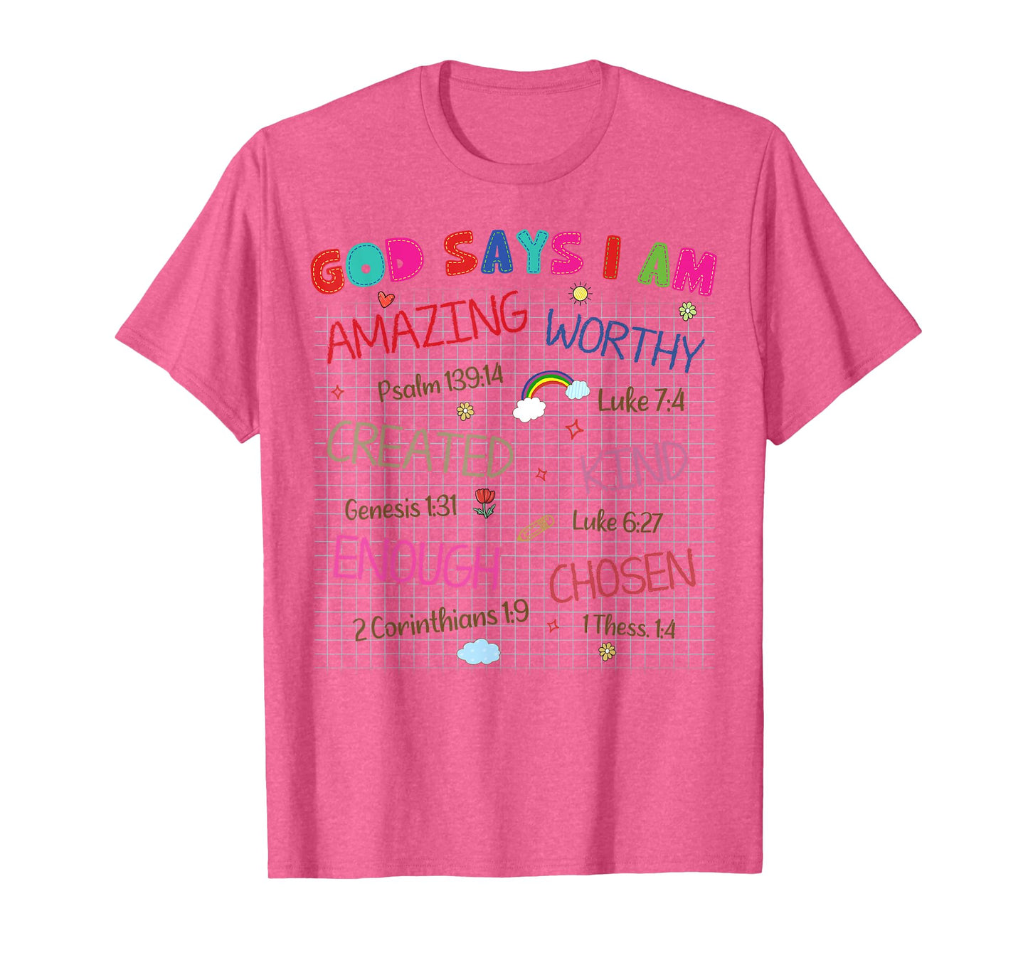 God Says I Am Crayon Drawing Funny Bible Christian Kids T-Shirt