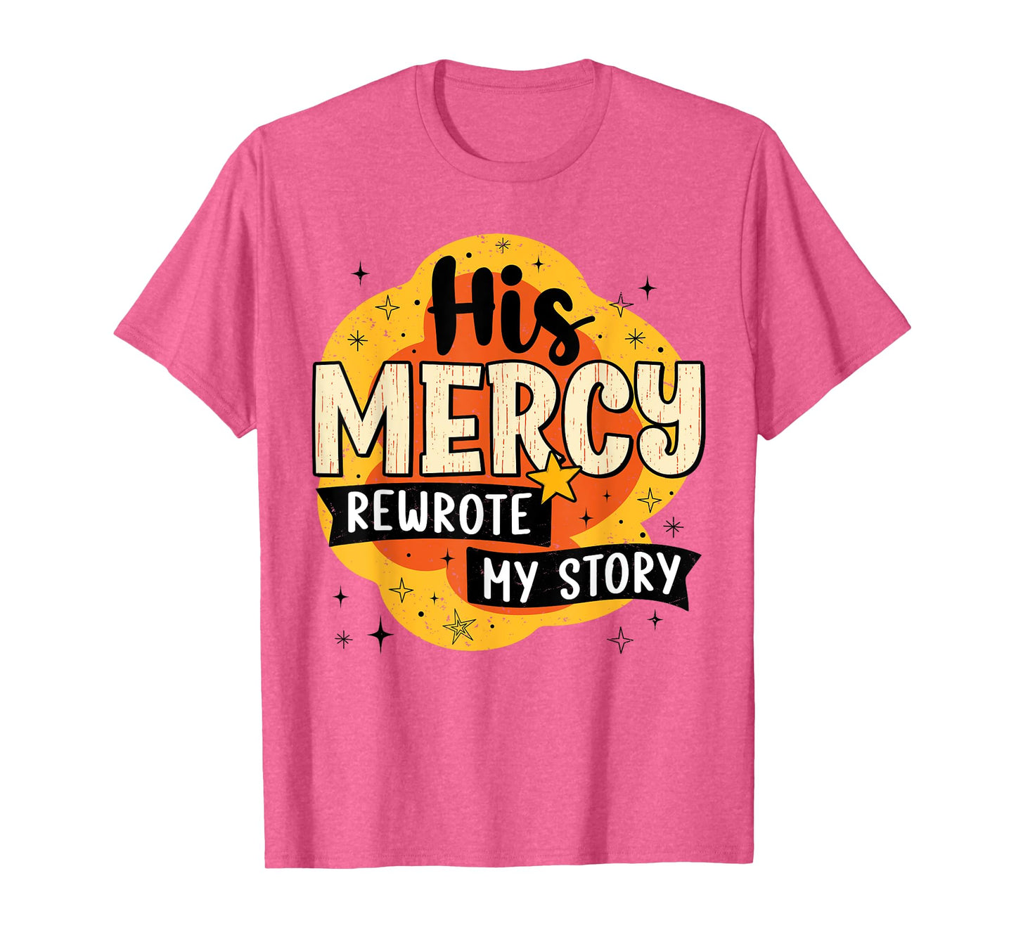 His Mercy Rewrote My Story Christian Faith Boho Christian T-Shirt