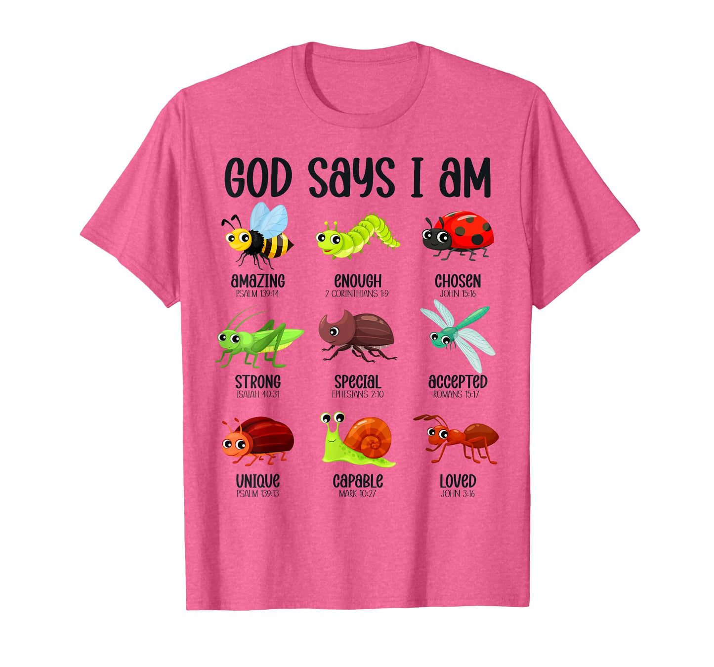God Says I Am Christian Boys Kids Bug Hunter Hunting Bugs T-Shirt