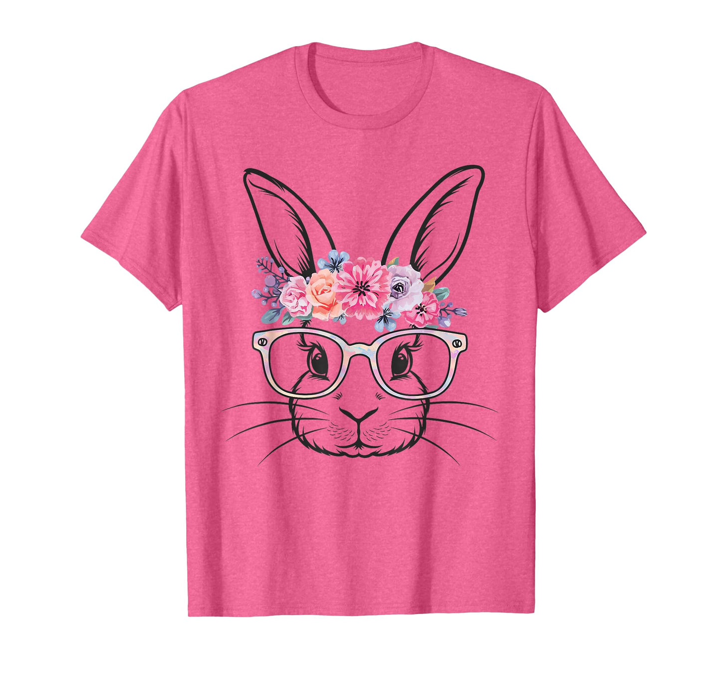 Cute Bunny Rabbit Face Tie Dye Glasses Girl Happy Easter Day T-Shirt