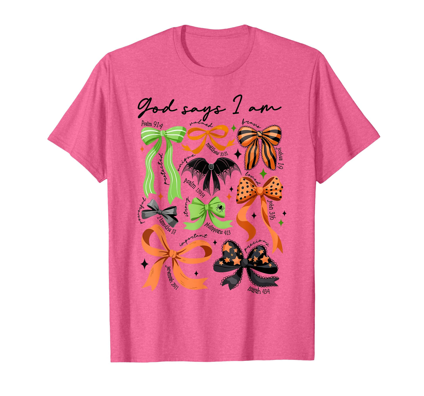 God Says I Am Retro Coquette Bow Halloween Christian Verse T-Shirt