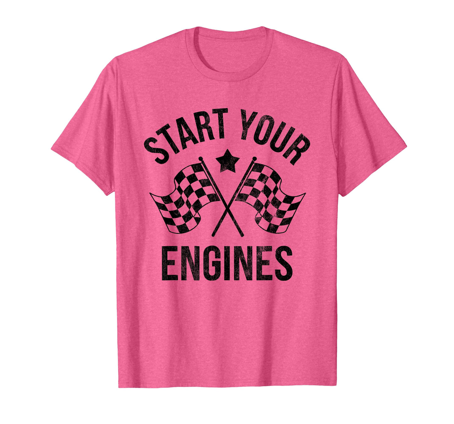 Start Your Engines Vintage Checkered Flag Race Car T-Shirt