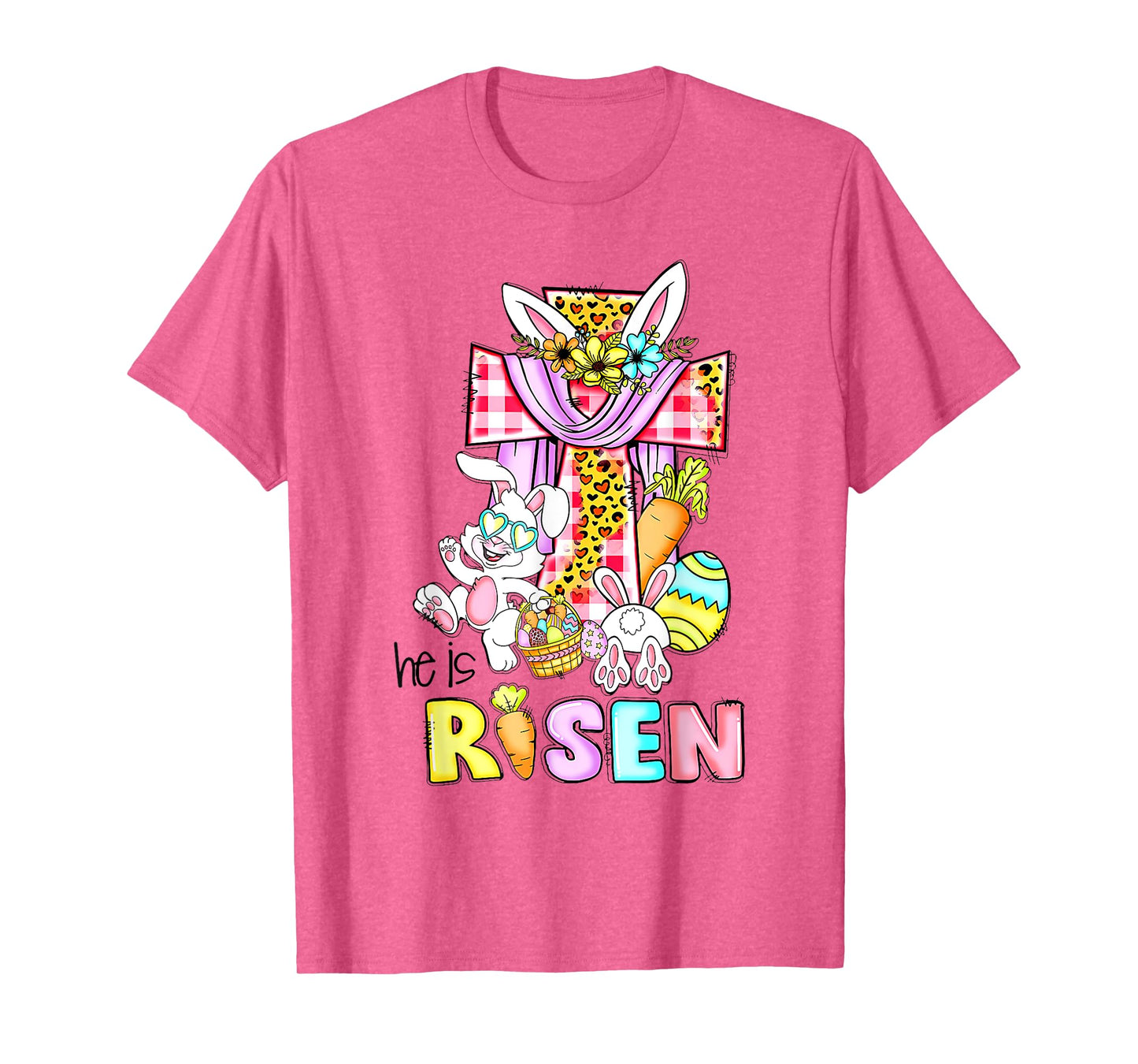 He Is Risen Floral Cross Vintage Happy Easter Day T-Shirt