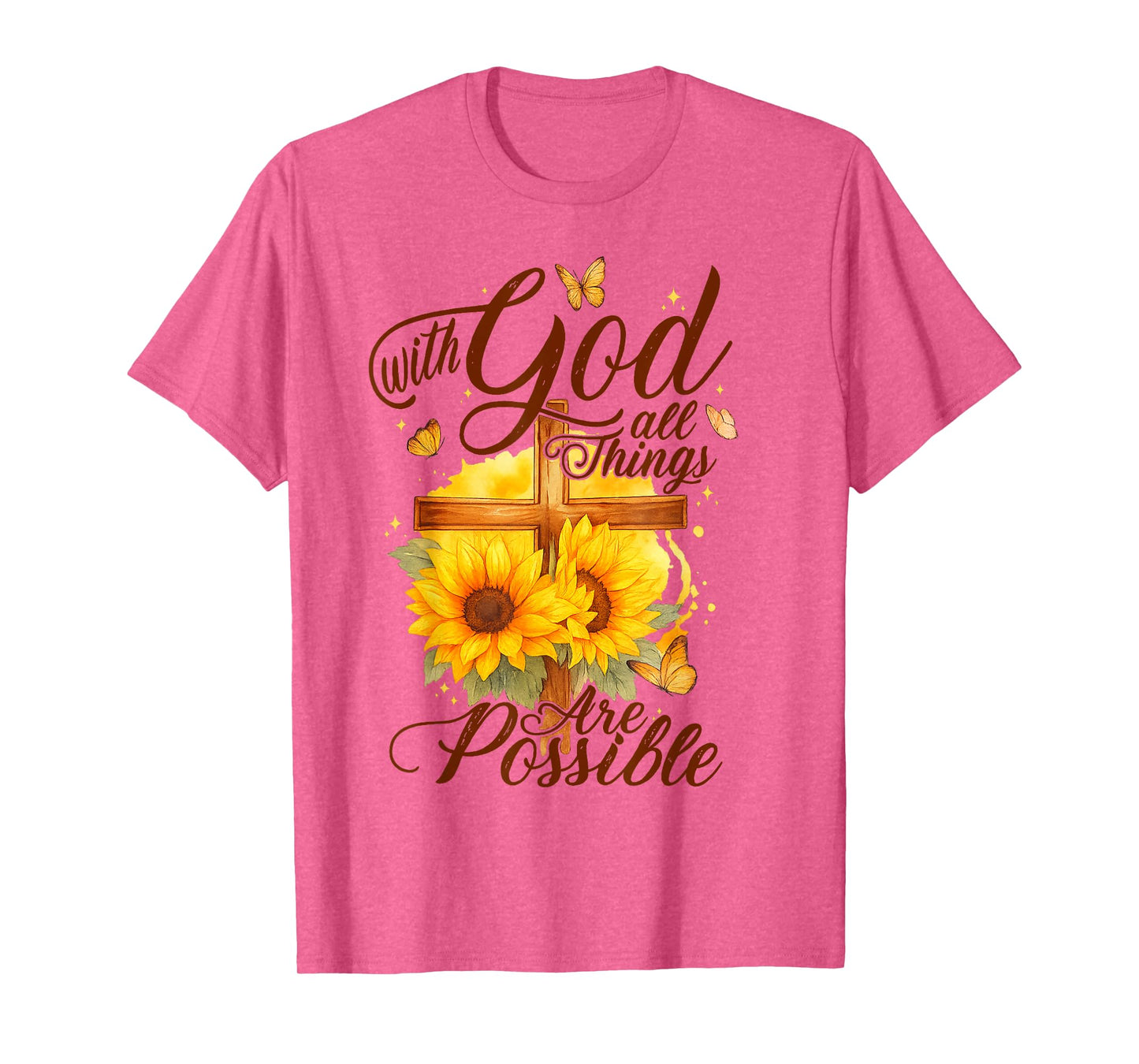 with God All Things are Possible Lamb Cross Bible Verse T-Shirt