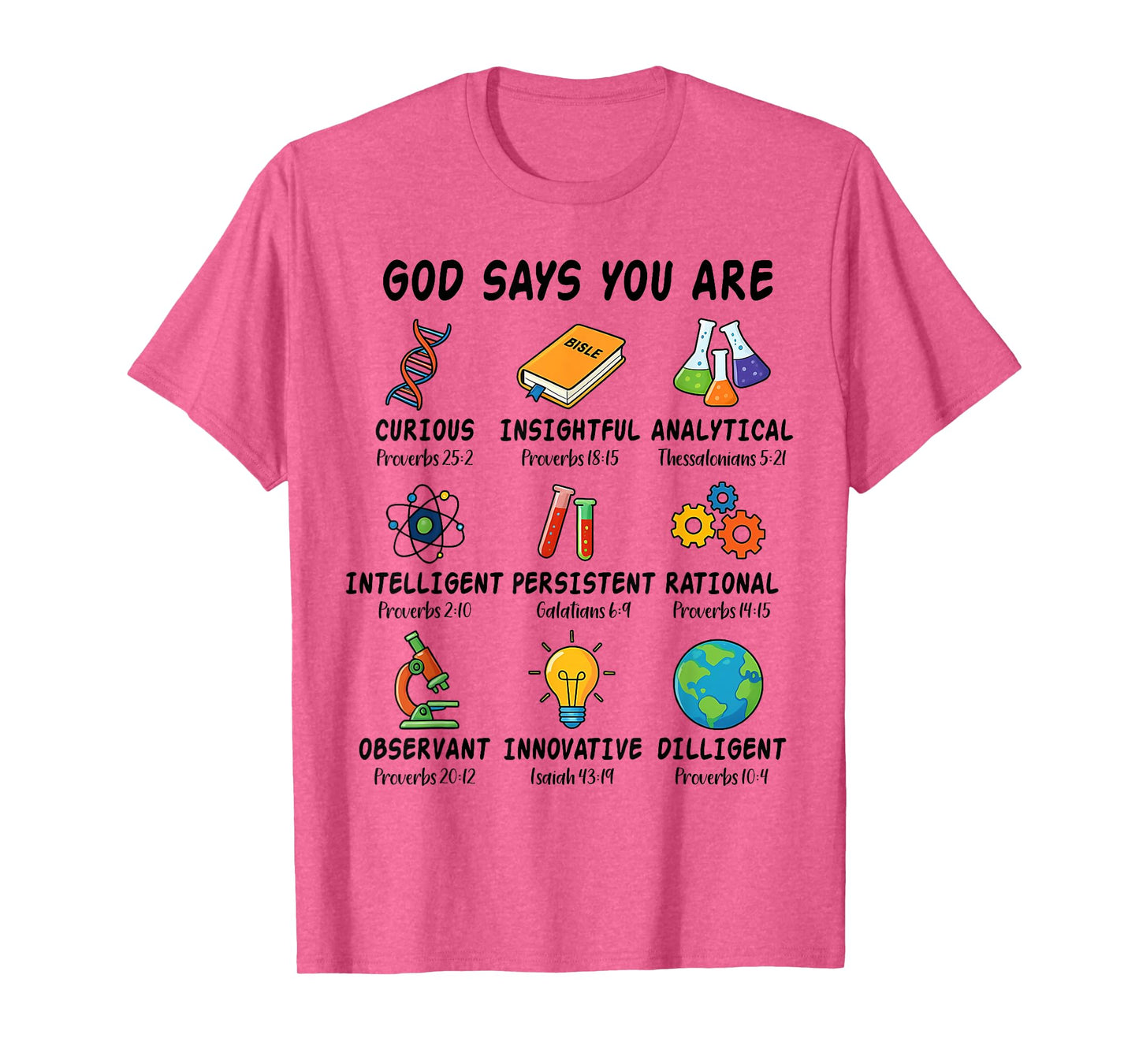 God Says I Am Science Biology Teacher Bible Verse T-Shirt