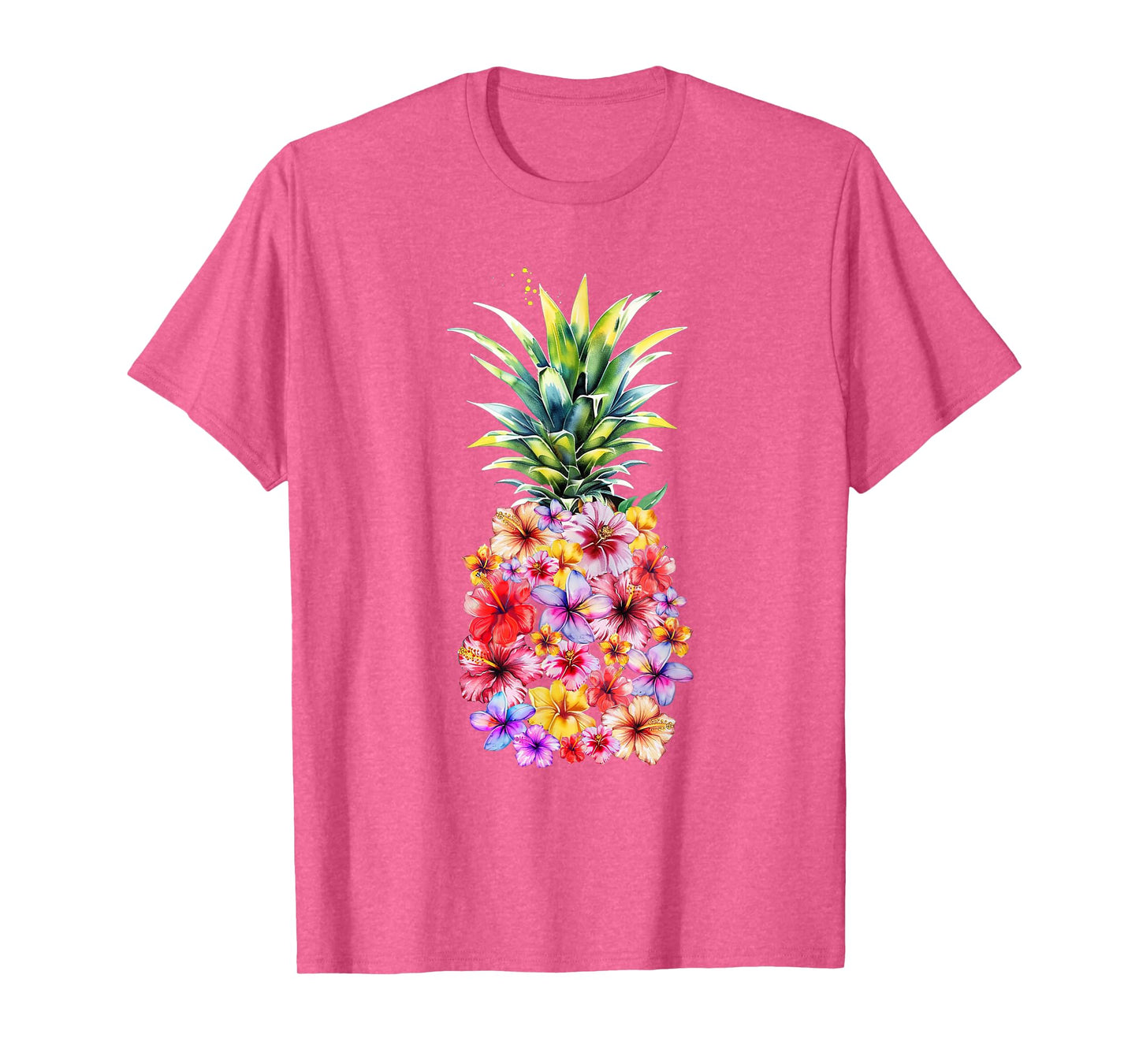 Pineapple Flowers Women Aloha Hawaii Vintage Hawaiian Floral T-Shirt