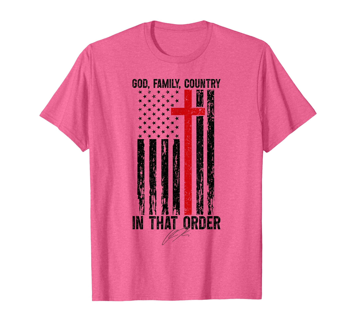 God Family Country - in That Order Vintage US Flag Supporter T-Shirt