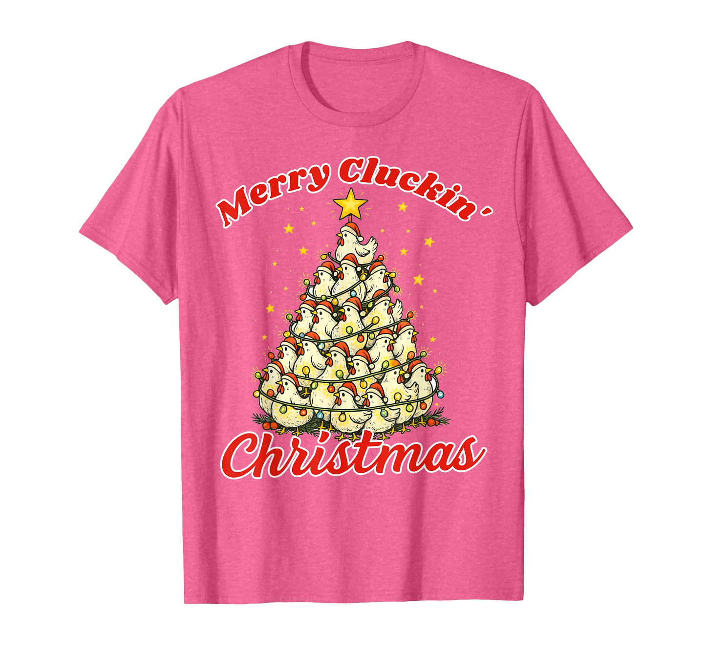 Christmas Tree Chicken Lover Farm Merry Cluckin' Christmas T-Shirt