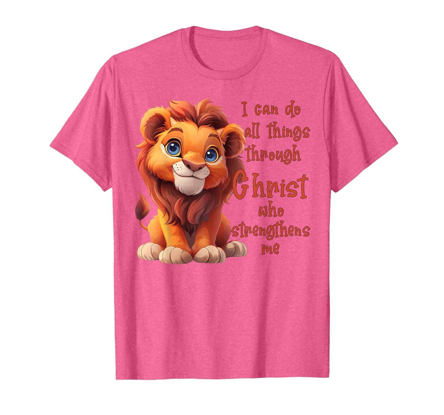 Kids I Can Do All Things Through Christ Cute Lion Cub T-Shirt