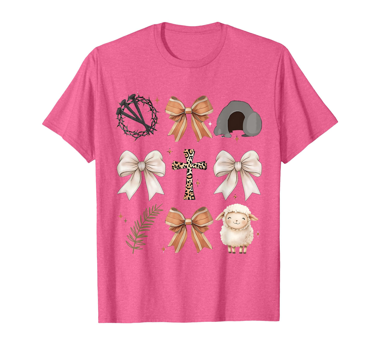 Christian Easter He Is Risen Cross Faith Coquette Bow Women T-Shirt