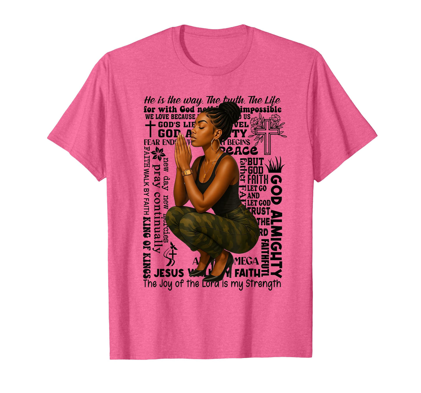 Prayer Warrior Locs Christian Black Woman Camo Bandana T-Shirt